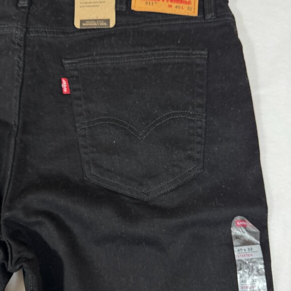 Levi's 511 Slim Fit Men's Stretch Straight Jeans Black 40 x 32 NWT - Picture 6 of 9